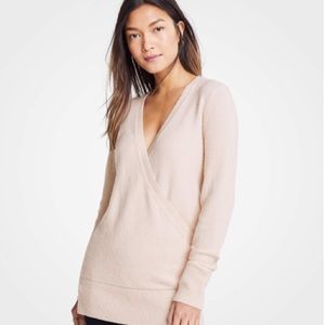 Ann Taylor Neutral Pink Wrap Sweater